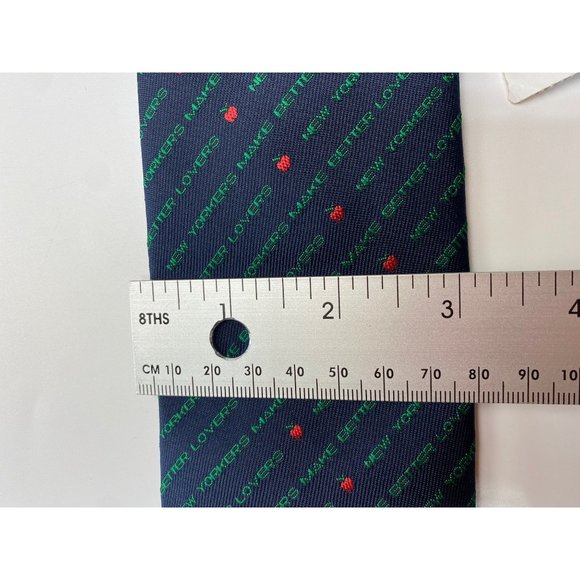 Vtg Allyn Mens Necktie "New Yorkers Make Better Lovers" Blue Green - Picture 6 of 7